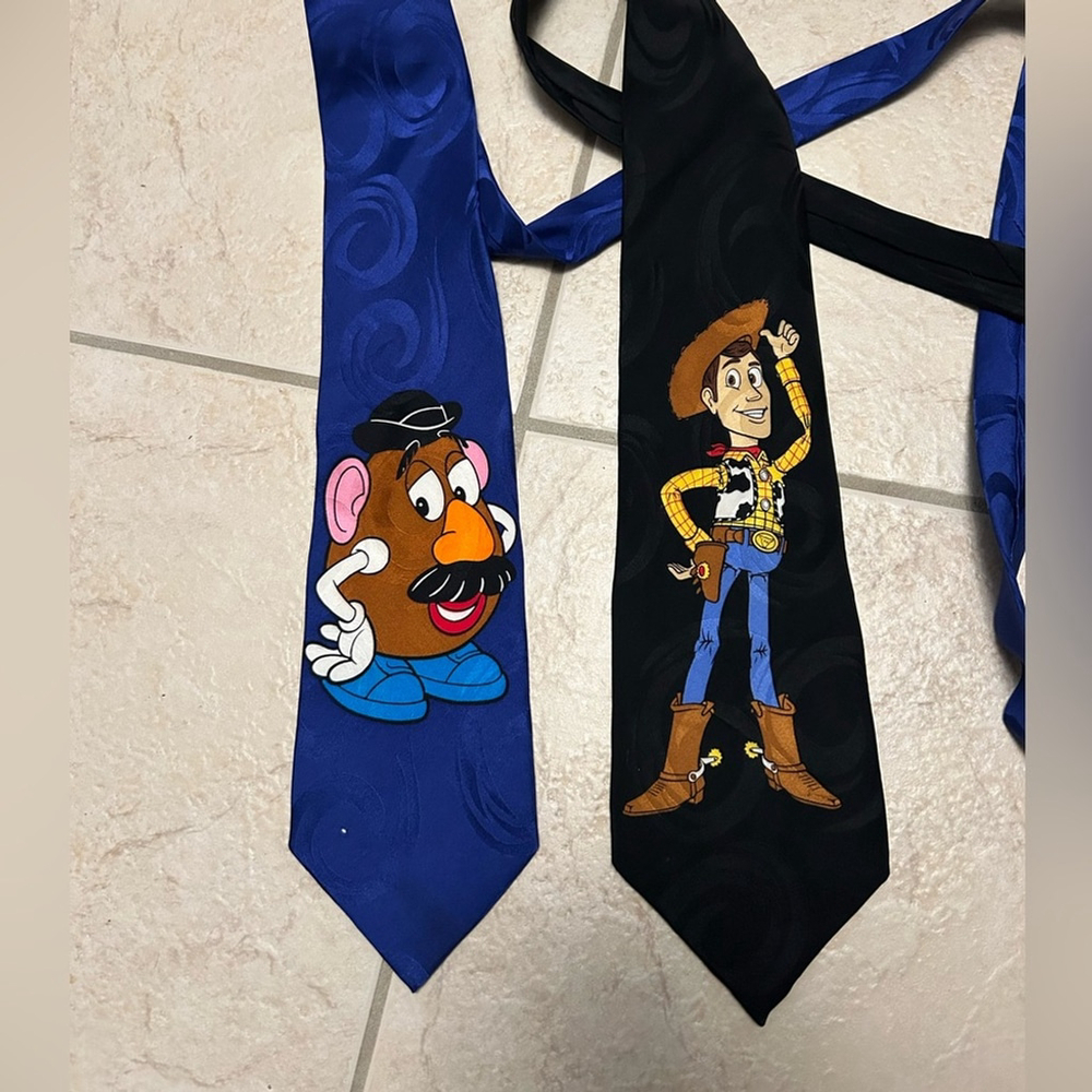 Vintage Disney Toy Story Character Ties 1995 100% Silk